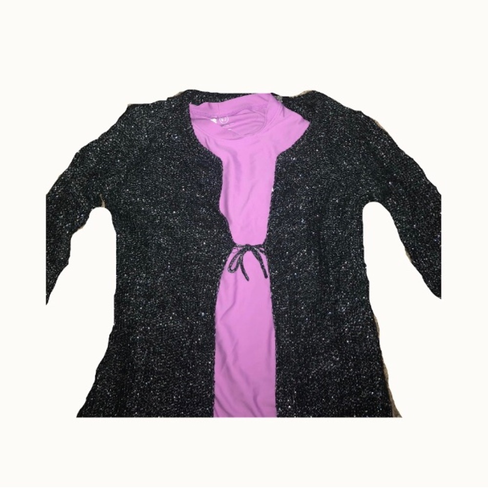 Vintage Y2K Mary-Kaye‎ & Ashley Black Silver Sparkle Cardigan Sz 7-8 girls